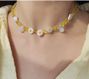 New Trendy Summer Bracelet Shell Crystal Freshwater Pearl Daisy Clavicle Necklace Women