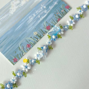 Forget-me-not~ fresh and elegant original hand-made beaded bracelet blue summer small fresh crystal flower bracelet